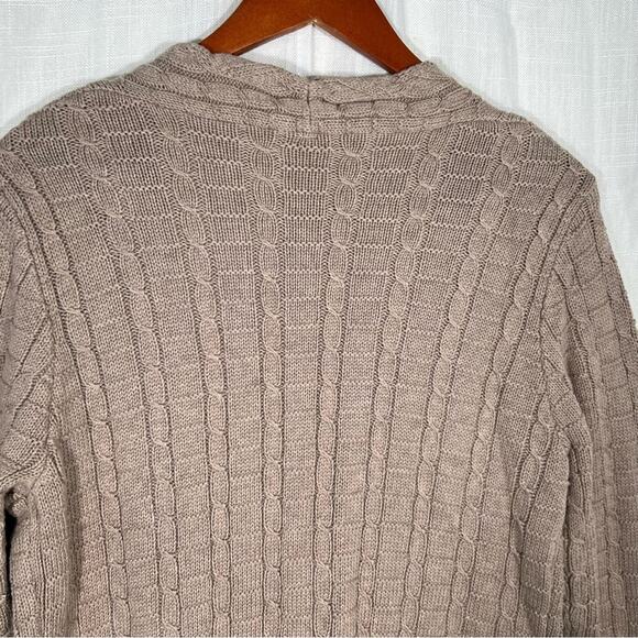 Leo & Nicole Tan Cable Knit Long Cardigan Size L - Picture 6 of 7